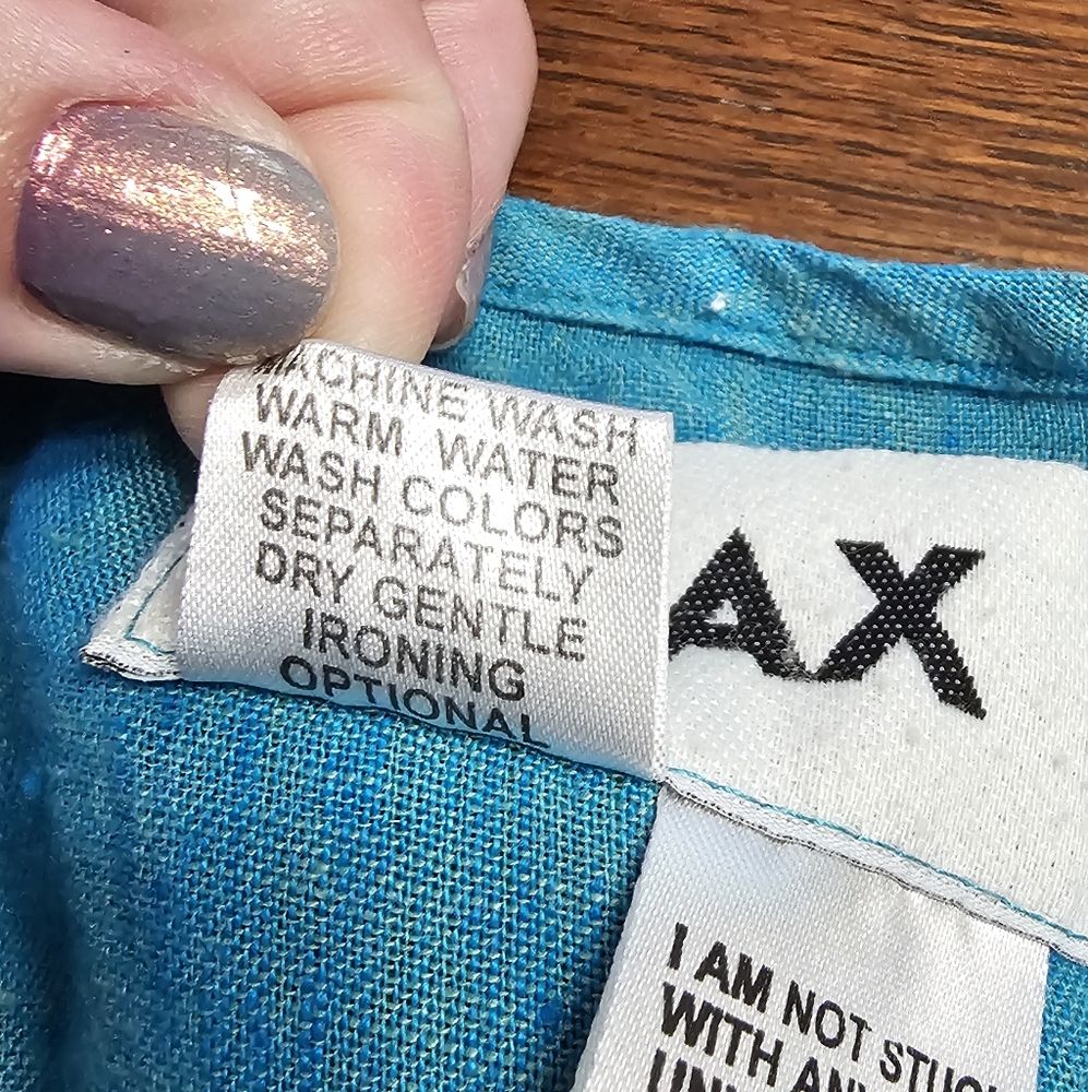 Flax Button Front 100% Linen Top Small - image 4